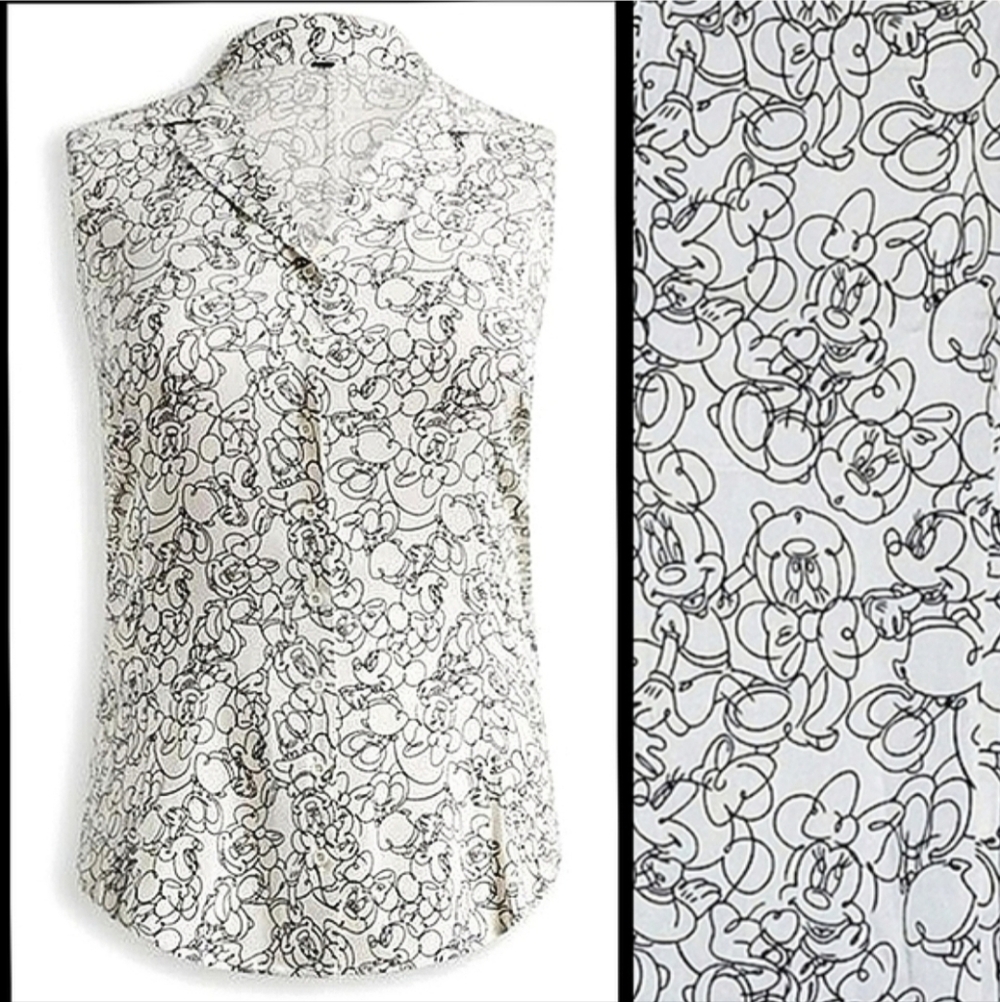 TORRID Disney Minnie Mouse Stretch Challis Collar Sleeveless Blouse